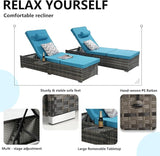 Outdoor Chaise Lounge Chair Set of 2 Wicker Pool Lounge Chairs Tanning Lounges for Outside Lawn Sunbathing Chairs with - Photo 4
