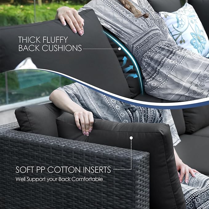 NICESOUL 29.3" High-Back Modern Luxury Patio Corner Sofa, Outdoor Furniture Piece Wide Deep Seat - Photo 4