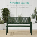 Best Choice Products Outdoor Bench 2-Person Metal Steel Benches Furniture for Garden, Patio, Porch - Photo 6