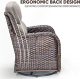 Swivel Patio Chairs sofa Set of 6 - 6" Thick Cushion - Wicker Outdoor Swivel Rocker Patio Chair, Sofa/Glass coffee table - Photo 6