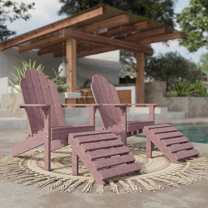 Wildridge Classic Footrest, Cherrywood - Outdoor Weather Resistant HDPE Ottoman for Adirondack Chair