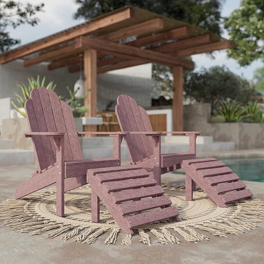 Wildridge Classic Footrest, Cherrywood - Outdoor Weather Resistant HDPE Ottoman for Adirondack Chair