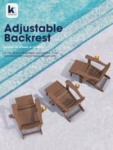 KINGYES Folding Adjustable Adirondack Chair with Ottoman & 2 Cup Holders Set of 4 - Photo 8