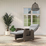Grand patio Indoor & Outdoor Recliner Chair PE Wicker Patio Recliner with Flip Table Reclining Lounge Chair, Mist Grey - Photo 4