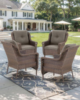 Patio Wicker Chairs Outdoor Furniture Chair - Set of 4 Outside All Weather Lawn Dining Brown Rattan Armchair with High - Photo 6