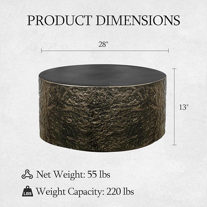UPHA 28" Round Outdoor Coffee Table, Modern Hollow Concrete Patio Table - Photo 2