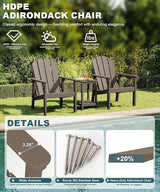 Adirondack Chair Set of 2, All Weather HDPE Fire Pit Chairs, Oversized Plastic Adirondack Chair for Outdoor, Balcony - Photo 3