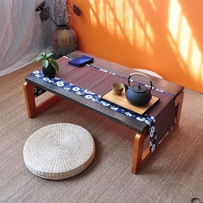 Folding Coffee Table Foldable Japanese Floor Table Low Table Meditation Table Low Tea Table for Sitting on The Floor for The Floating Window, Tatami, Tea Room, Balcony, Living Room, Outdoor