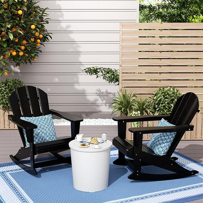 WestinTrends Malibu 2 Piece Set Outdoor/Patio Poly Adirondack Rocking Chairs (2 Seater), Black