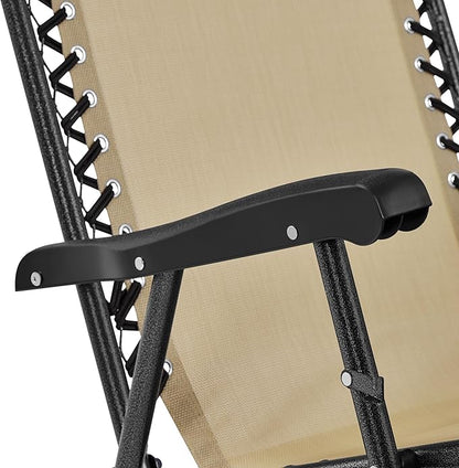 Yaheetech 26in Rocking Chair Outdoor Zero Gravity Folding Chairs Rocking Chairs Foldable Outdoor Lounge Chair for Outside Lawn with Cupholder/Pillow Ergonomic Design for Rest, Set of 2