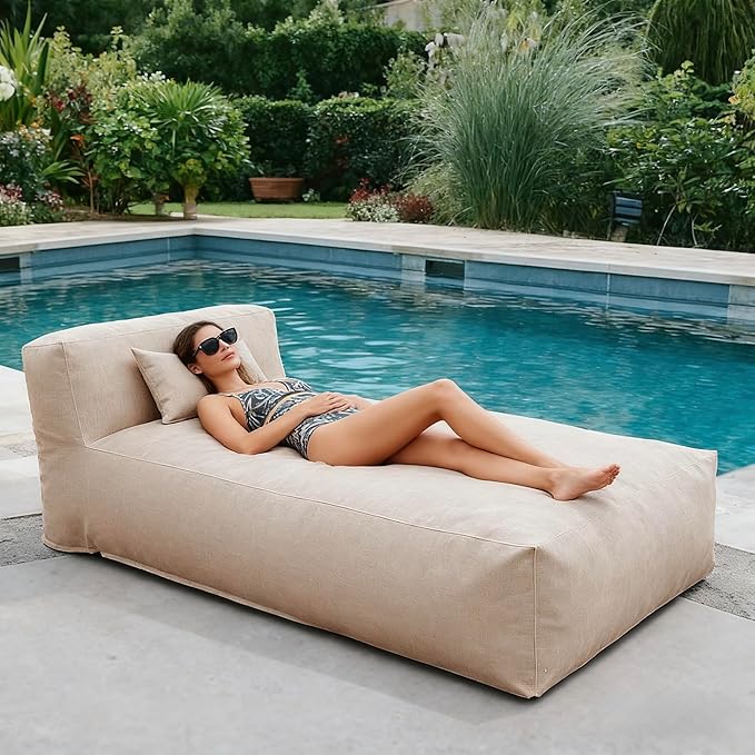 Outdoor Bean Bed Chair Sun Lounger, Outdoor Couch Sofa for Patio & Pool, Foam Filling Day Bed Furniture - Photo 4