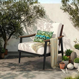 NATURAL EXPRESSIONS Patio Sofa Outdoor Furniture Metal Chair with Wicker Backrest & 6 Inches Cushion for Front, Porch - Photo 1