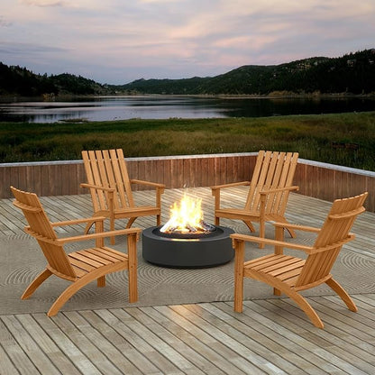 Giantex Adirondack Chairs Set of 2, Acacia Wood Fire Pit Chairs w/Inclined Seat, High Backrest, Ergonomic Outdoor Slatted Patio Chairs for Backyard, Poolside, Lawn, Porch