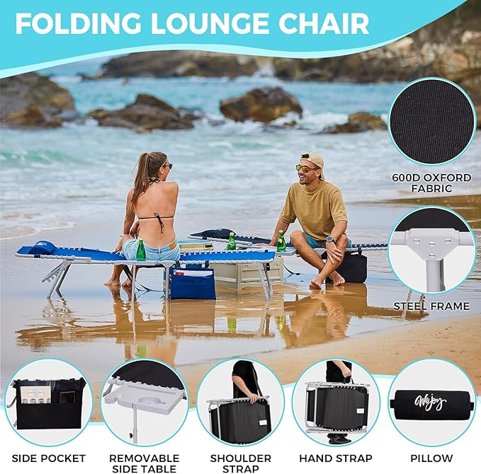 #WEJOY 2 Pack Outdoor Chaise Lounge Chair - Portable Folding Patio Pool Lounge Chair - Photo 4