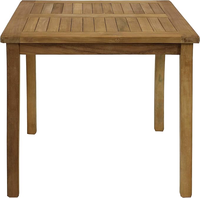 Sunnydaze 4-Person Teak Wood Outdoor Table - Square 32-Inch Patio Dining Table for Outside, Deck - Photo 9