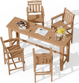 Ciokea Outdoor Bar Height Table Set of 5, 60" Extra Long Rectangle High Top Table and 4 Oversized Adirondack Chairs Set - Photo 1
