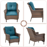 Patio Wicker Chairs Outdoor Furniture Chair - Set of 2 Outside All Weather Lawn Dining Brown Rattan Armchair with High - Photo 5