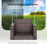2 FT Wicker Porch Swing, Square Single Person Outdoor Hanging Swing Bench. Handwoven with Weatherproof PE Rattan - Photo 3