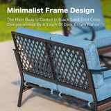 Metal Patio Loveseat with 5.75" Extra Thick Waterproof Cushion - Photo 6