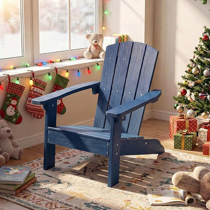 Giantex Kids Adirondack Chair, All-Weather HIPS Children's Outdoor Chair w/Ergonomic Design, Toddler Lawn Chairs for Age 3-8, Kids Beach Chair for Garden Patio Backyard (1,Navy Blue)