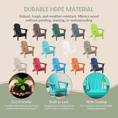 WestinTrends Malibu HDPE Outdoor Patio Folding Poly Adirondack Chair, Turquoise