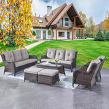 Rilyson Wicker Patio Furniture Sofa Set - 7 Piece Rattan Outdoor Patio Sectional Conversation Sets with 2 Sofa - Photo 1