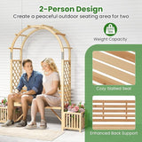 Giantex Outdoor Bench with Garden Arch & Planters, Wooden Pergola Archway, Outdoor Trellis for Climbing Plants - Photo 4