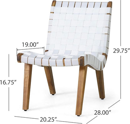 Christopher Knight Home Charlotter Outdoor Lounge Chair, White + Teak