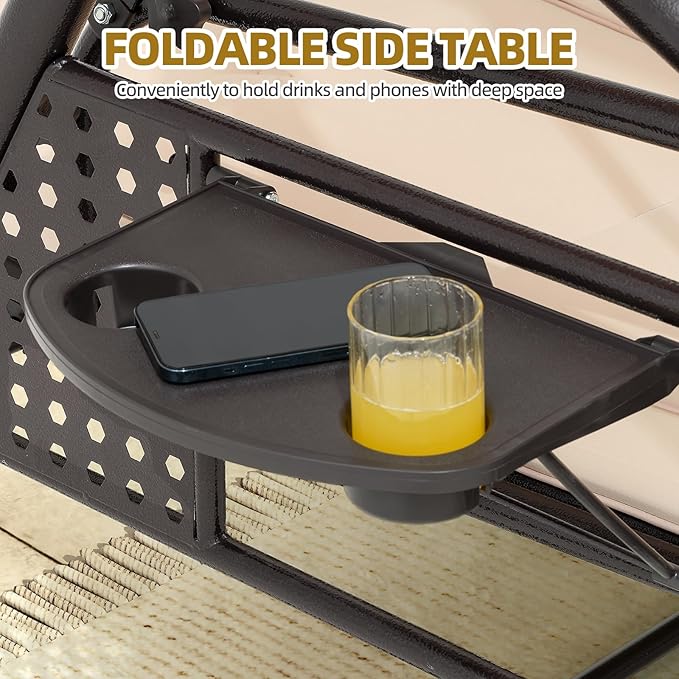 3 Seat Outdoor Porch Patio Swing with Adjustable Canopy& Backrest, Outdoor Swing for Adults - Photo 7