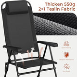 TLSUNNY Folding Patio Chairs Set of 4, Outdoor Lawn Chair w/ 5 Level Adjustable Teslin Back, Removable Headrest - Photo 6