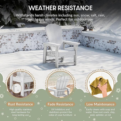 WestinTrends Malibu Kids Outdoor HDPE Adirondack Plastic Patio Chair, White