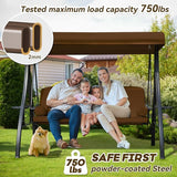 3 in 1 Outdoor Porch Swing with Adjustable Canopy, 3 Seat Outdoor Swing for Adults - Photo 2