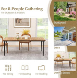 Tangkula 79" Acacia Wood Outdoor Dining Table for 8, Large Rectangular Patio Table with 1.9" Umbrella Hole - Photo 9