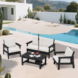 SERWALL HDPE Patio Furniture Set with 15FT Double Side Patio Umbrella - Photo 9