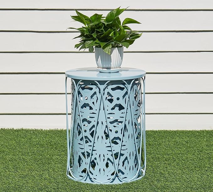 HFHOME Set of 3 Metal Outdoor Side Table, Nesting Round Coffee Table for Indoor Outdoor - Photo 5