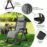 NAIZEA Padded Zero Gravity Chair, Cooling Fabric Folding Outdoor Lounge Chairs - Photo 6