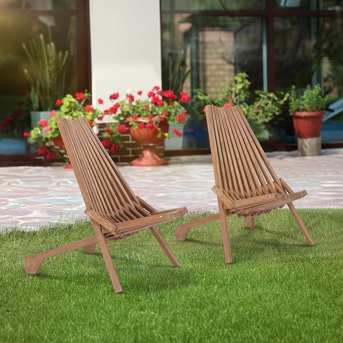Outvita Acacia Wood Folding Chairs Wooden Folding Chair Outdoor Lounge Chairs Clearance for Home Patio Porch Lawn Garden Yard, Natural