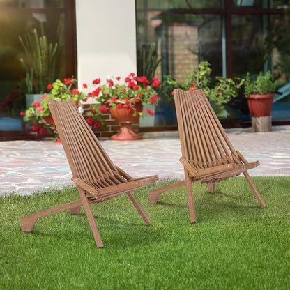 Outvita Acacia Wood Folding Chairs Wooden Folding Chair Outdoor Lounge Chairs Clearance for Home Patio Porch Lawn Garden Yard, Natural