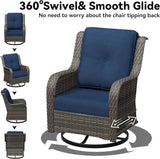 2 Pieces Outdoor Swivel Rocker Patio Chairs Set - Outdoor Wicker Patio Furniture Sets with 1 Side Table - Photo 4