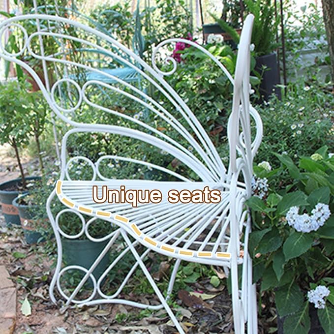 Metal Garden Bench, Outdoor Bench with Backrest, Patio Garden Bench, Hollow Out Leisure Park Bench Chair, Rustic Country Decor for Porch, Lawn(Green)