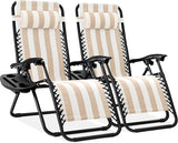 Best Choice Products Set of 2 Adjustable Steel Mesh Zero Gravity Lounge Chair Recliners w/Pillows and Cup Holder Trays - Photo 1