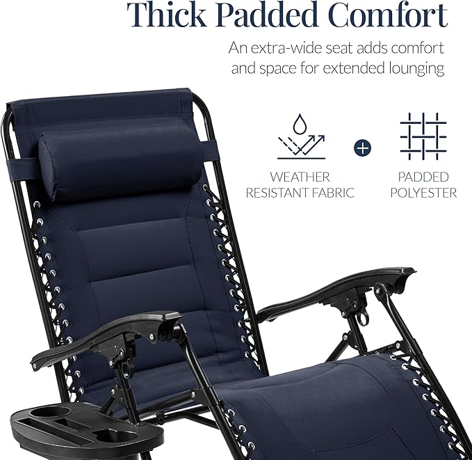 Best Choice Products Oversized Padded Zero Gravity Chair, Folding Outdoor Patio Recliner - Photo 4