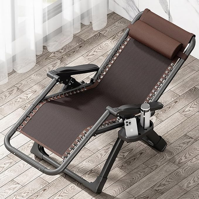 Adjustable Steel Mesh Lounge Chair Beach Chairs w/Removable Cushion, Upgraded Lock and Cup Holder - Photo 2