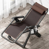 Adjustable Steel Mesh Lounge Chair Beach Chairs w/Removable Cushion, Upgraded Lock and Cup Holder - Photo 2