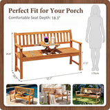 Flamaker Outdoor Bench with Pull-Up Center Table, Acacia Wood Bench Folding Loveseat for 2 Person - Photo 3