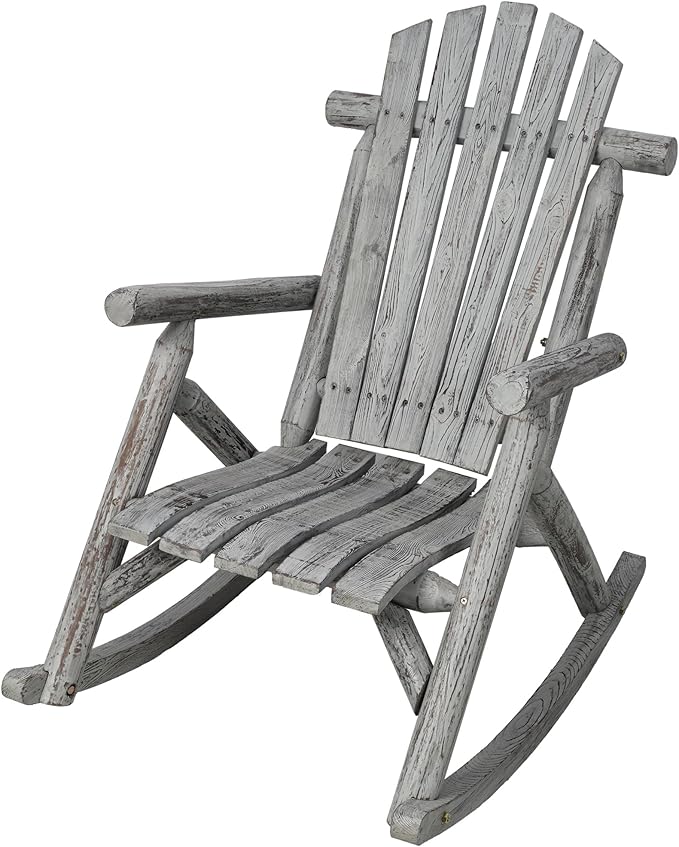 Ergonomic Fir Wood Porch Rocking Chair for Outdoor Relaxation and Garden Lounging with Heavy-Duty Support and Smooth Gliding Motion