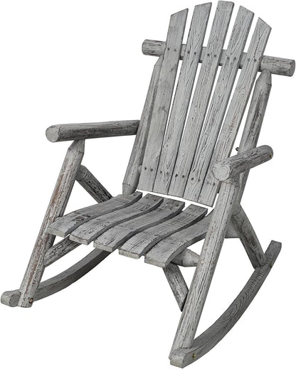 Ergonomic Fir Wood Porch Rocking Chair for Outdoor Relaxation and Garden Lounging with Heavy-Duty Support and Smooth Gliding Motion