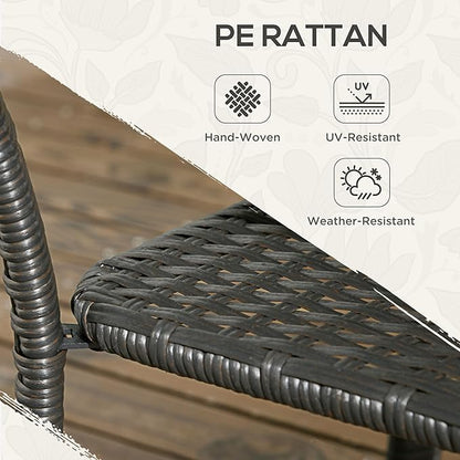 Outsunny PE Rattan Outdoor Coffee Table with Storage, 2-Layer Wicker Side Table, Patio Storage Table with Wood-Plastic Composite Top for Garden, Porch, Backyard, Mixed Brown