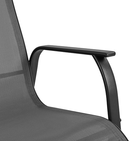 Yaheetech Patio Chairs Set of 2, Stackable Outdoor Dining Chairs with Breathable Fabric and Heavy-Duty Iron Frame for Lawn, Backyard, Deck, 300 lbs Capacity, Gray
