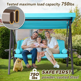 3 in 1 Outdoor Porch Swing with Adjustable Canopy, 3 Seat Outdoor Swing for Adults - Photo 4